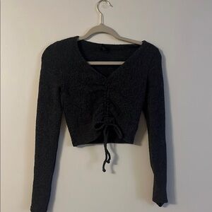Black Long Sleeve V-Neck Top